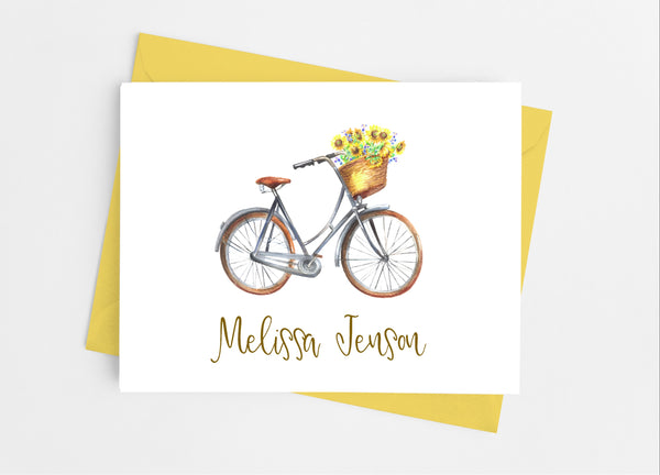 Sunflower Bicycle Note Cards - Cathy's Creations - www.candywrappershop.com