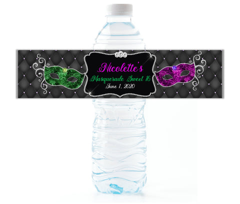 Masquerade Water Bottle Labels - Cathy's Creations - www.candywrappershop.com
