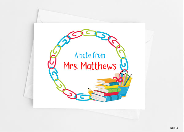 School Supply Note Cards - Cathy's Creations - www.candywrappershop.com