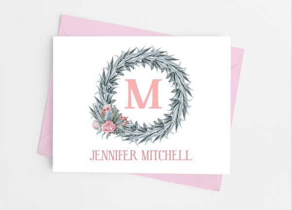 Blush Pink Single Initial Note Cards - Cathy's Creations - www.candywrappershop.com