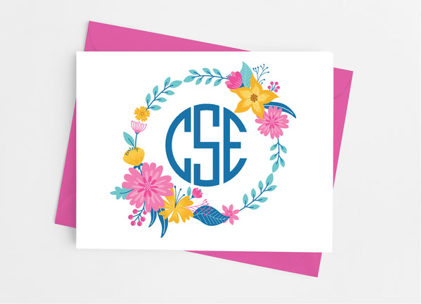 Floral Monogram Note Cards - Cathy's Creations - www.candywrappershop.com