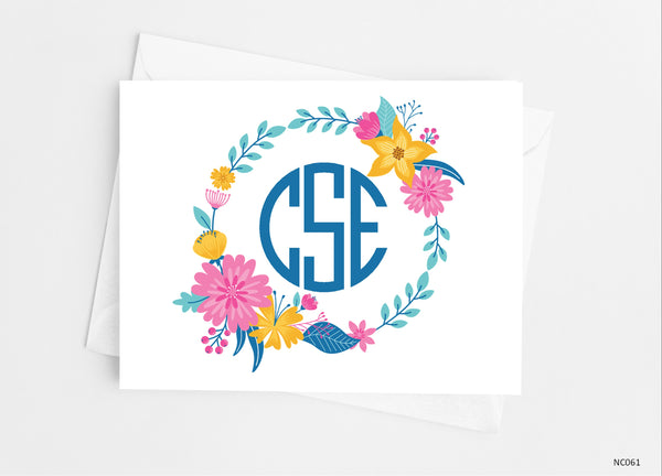Floral Monogram Note Cards - Cathy's Creations - www.candywrappershop.com
