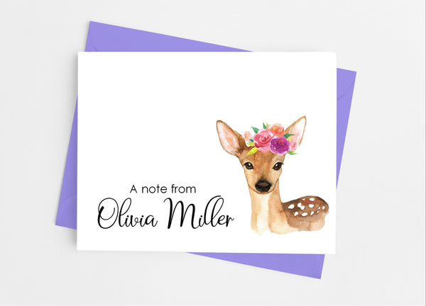 Floral Deer Note Cards - Cathy's Creations - www.candywrappershop.com