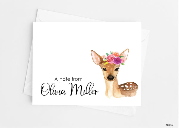 Floral Deer Note Cards - Cathy's Creations - www.candywrappershop.com