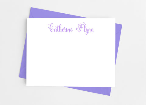 Personalized Stationery Flat Note Cards - Modern Script - Cathy's Creations - www.candywrappershop.com
