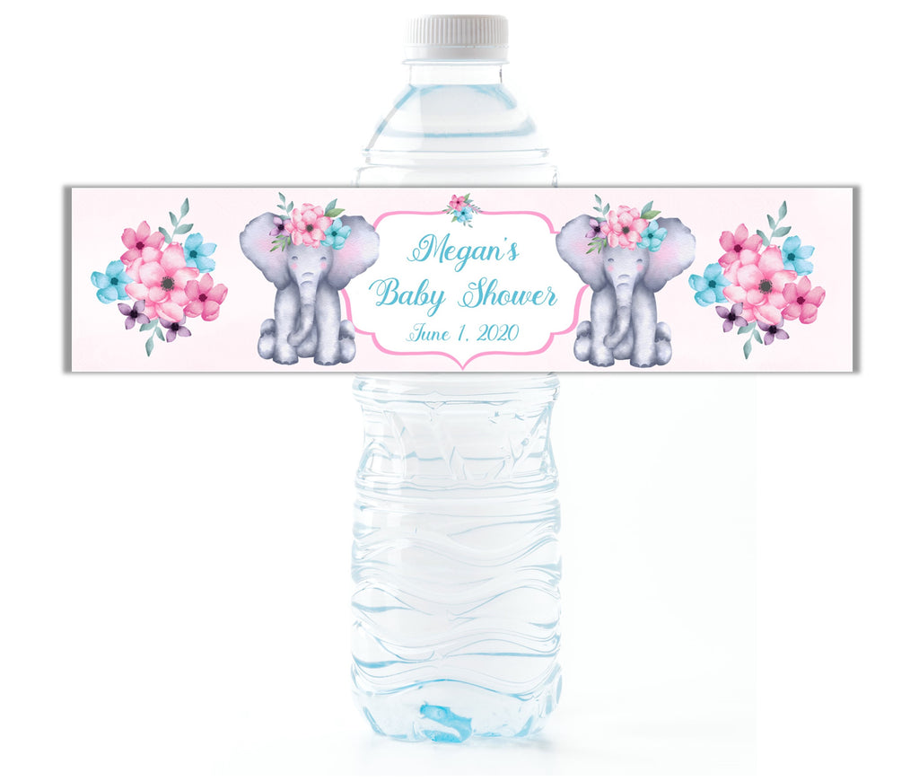 Elephant Water Bottle Labels - Cathy's Creations - www.candywrappershop.com