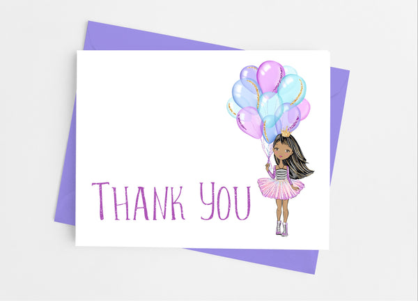 Birthday Princess Thank You Cards - Cathy's Creations - www.candywrappershop.com