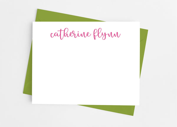 Personalized Stationery Flat Note Cards - Lowercase Script - Cathy's Creations - www.candywrappershop.com
