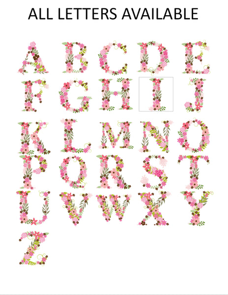 Pink Floral Single Initial Monogram Note Cards - Cathy's Creations - www.candywrappershop.com