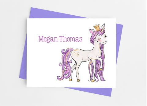 Purple Unicorn Note Cards - Cathy's Creations - www.candywrappershop.com