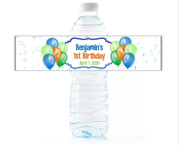 Balloon Party Water Bottle Labels - Cathy's Creations - www.candywrappershop.com