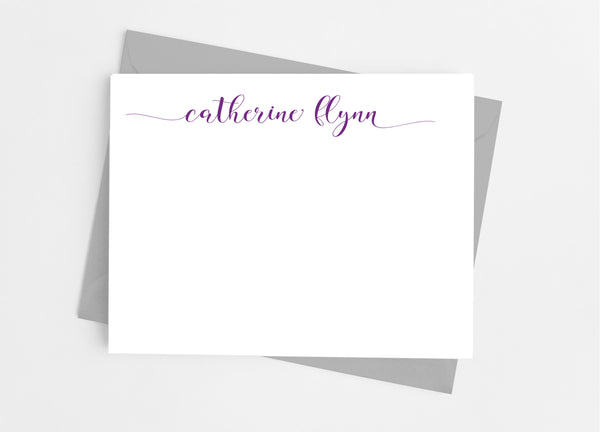 Personalized Stationery Flat Note Cards - Classic Lowercase Script - Cathy's Creations - www.candywrappershop.com