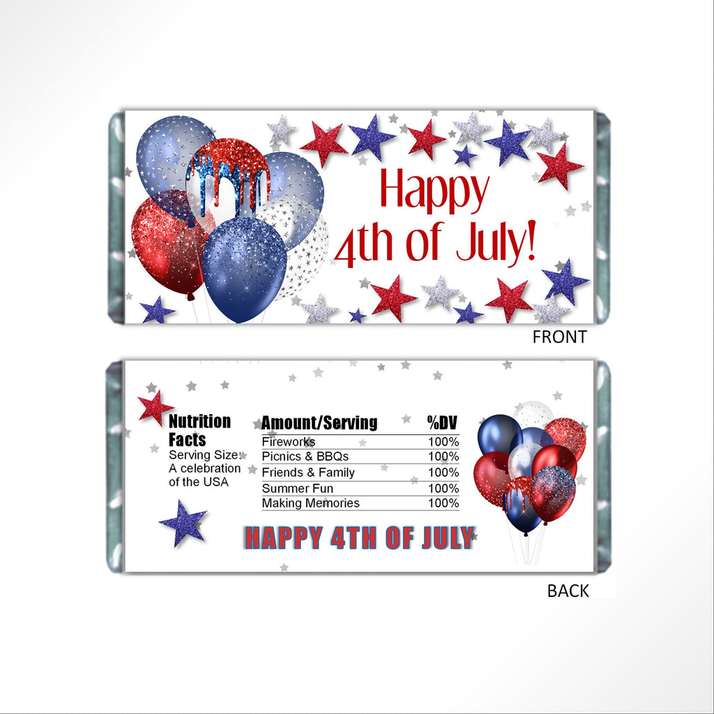 4th of July Balloons Candy Bar Wrapper - Cathy's Creations - www.candywrappershop.com