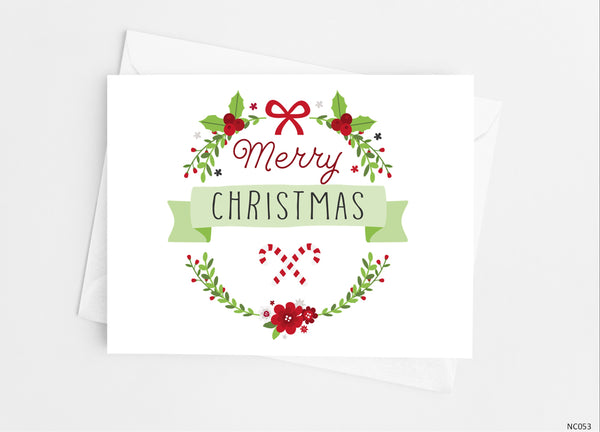 Merry Christmas Wreath Note Cards - Cathy's Creations - www.candywrappershop.com