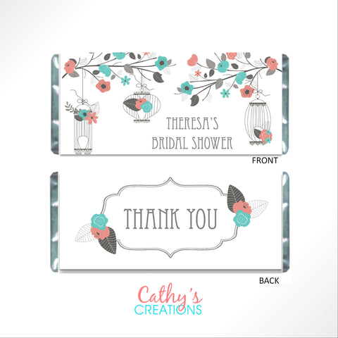 Floral Birdcage Candy Bar Wrapper - Cathy's Creations - www.candywrappershop.com