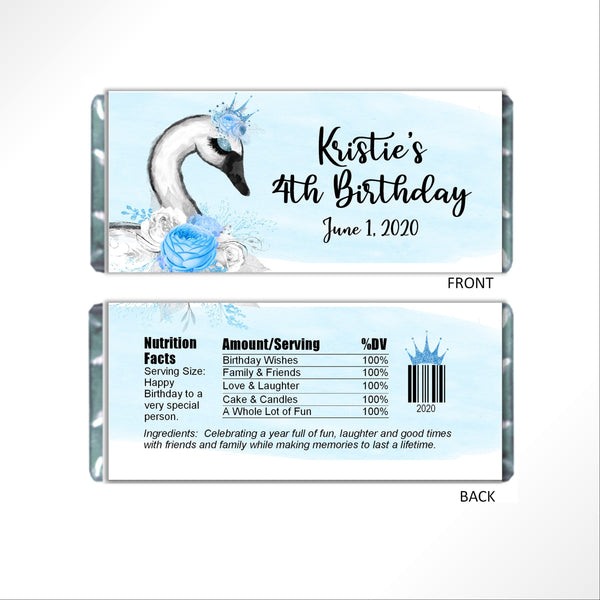 Swan Candy Bar Wrapper - Cathy's Creations - www.candywrappershop.com