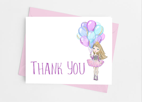 Birthday Princess Thank You Cards - Cathy's Creations - www.candywrappershop.com