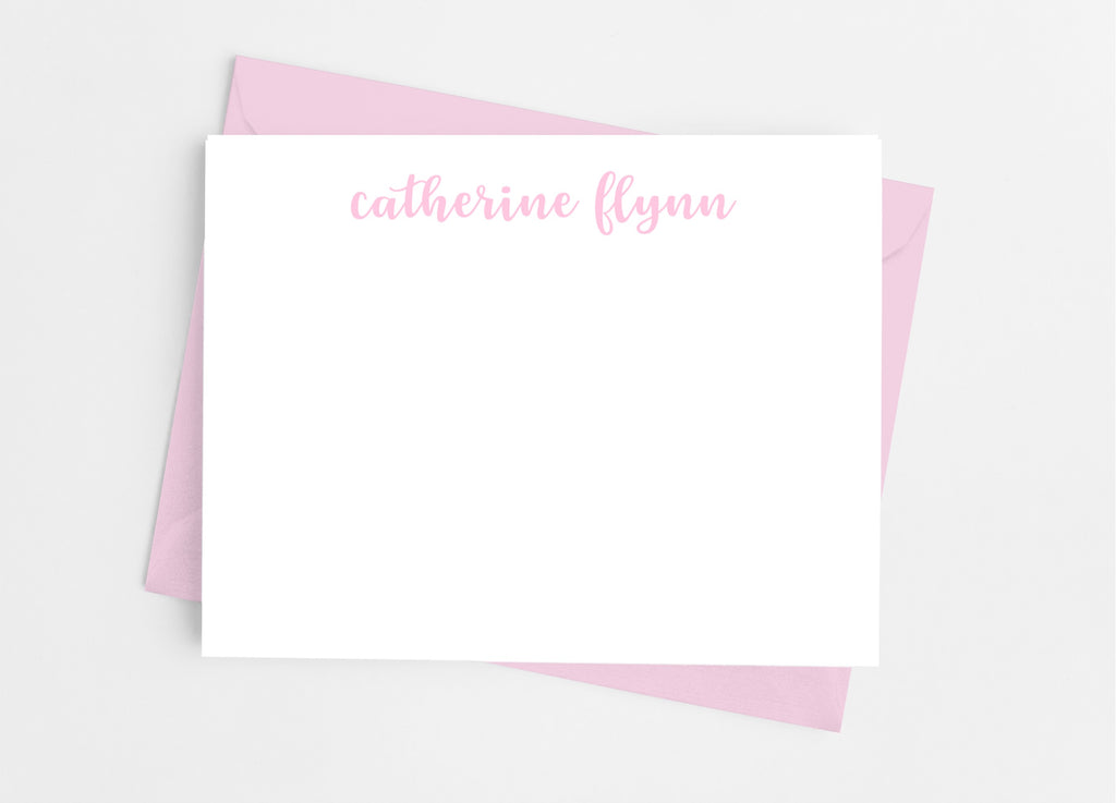 Personalized Stationery Flat Note Cards - Lowercase Bold Script - Cathy's Creations - www.candywrappershop.com