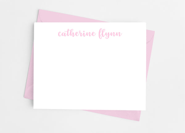 Personalized Stationery Flat Note Cards - Lowercase Bold Script - Cathy's Creations - www.candywrappershop.com