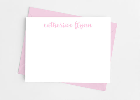 Personalized Stationery Flat Note Cards - Lowercase Bold Script - Cathy's Creations - www.candywrappershop.com