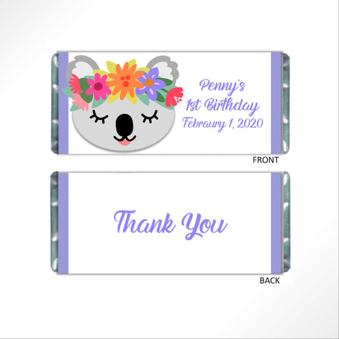 Koala Party Candy Bar Wrapper - Cathy's Creations - www.candywrappershop.com