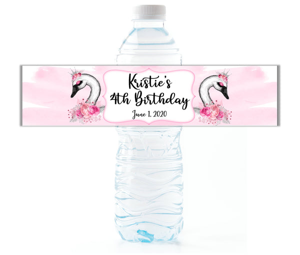 Swan Princess Water Bottle Labels - Cathy's Creations - www.candywrappershop.com