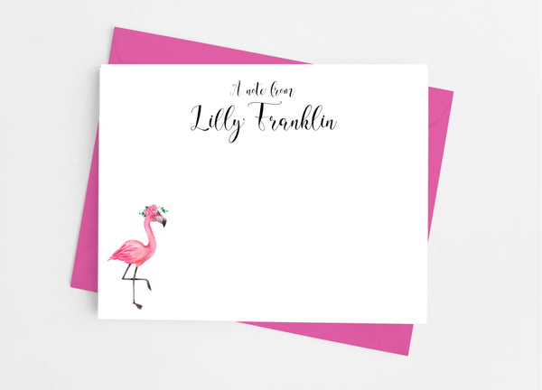 Floral Flamingo Flat Note Cards - Cathy's Creations - www.candywrappershop.com