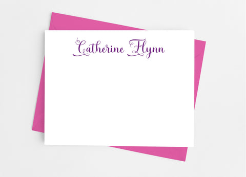 Personalized Stationery Flat Note Cards - Classic Flourish - Cathy's Creations - www.candywrappershop.com