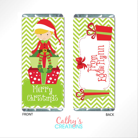 Christmas Elves Candy Bar Wrapper - Cathy's Creations - www.candywrappershop.com