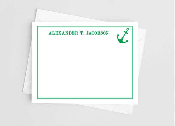 Nautical Anchor Flat Note Card Stationery Set - Cathy's Creations - www.candywrappershop.com