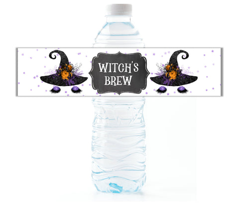 Witch Face Water Bottle Labels - Cathy's Creations - www.candywrappershop.com