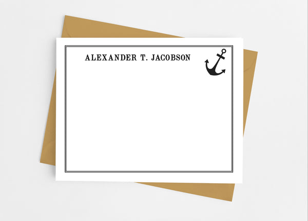 Nautical Anchor Flat Note Card Stationery Set - Cathy's Creations - www.candywrappershop.com