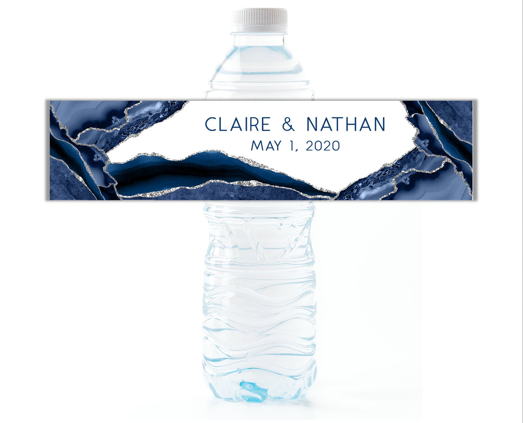 Blue Agate Water Bottle Labels - Cathy's Creations - www.candywrappershop.com