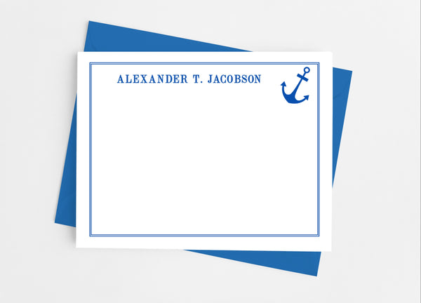 Nautical Anchor Flat Note Card Stationery Set - Cathy's Creations - www.candywrappershop.com