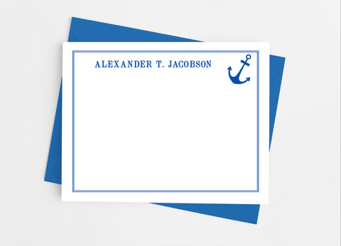 Nautical Anchor Flat Note Card Stationery Set - Cathy's Creations - www.candywrappershop.com