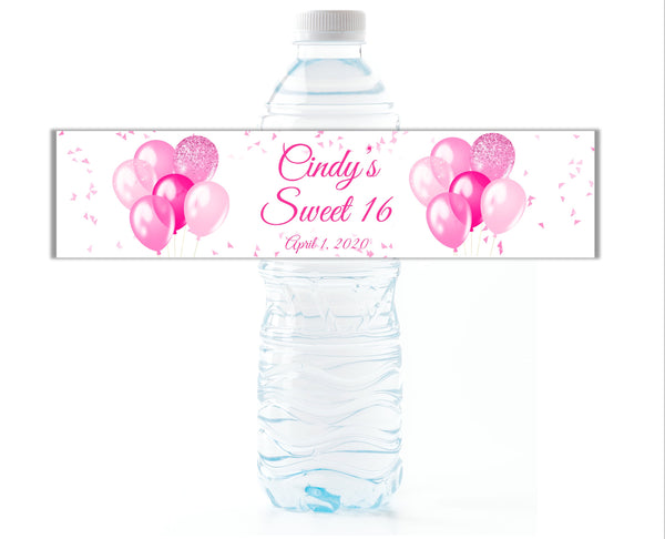 Balloon Party Water Bottle Labels - Cathy's Creations - www.candywrappershop.com