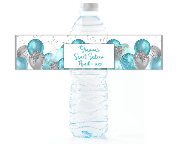 Balloon Background Water Bottle Labels - Cathy's Creations - www.candywrappershop.com