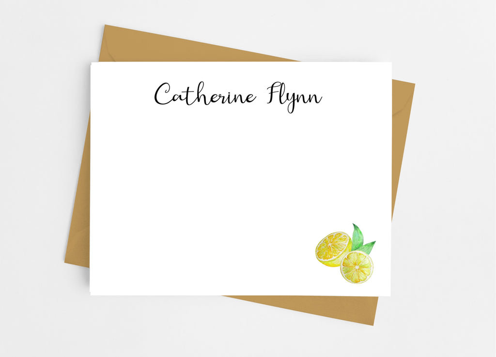 Lemons Personalized Flat Note Cards - Cathy's Creations - www.candywrappershop.com