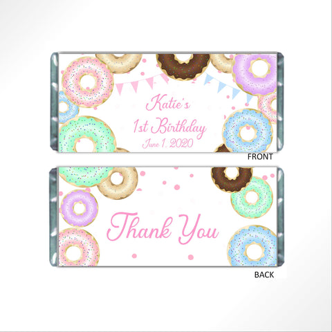 Donut Party Candy Bar Wrapper - Cathy's Creations - www.candywrappershop.com