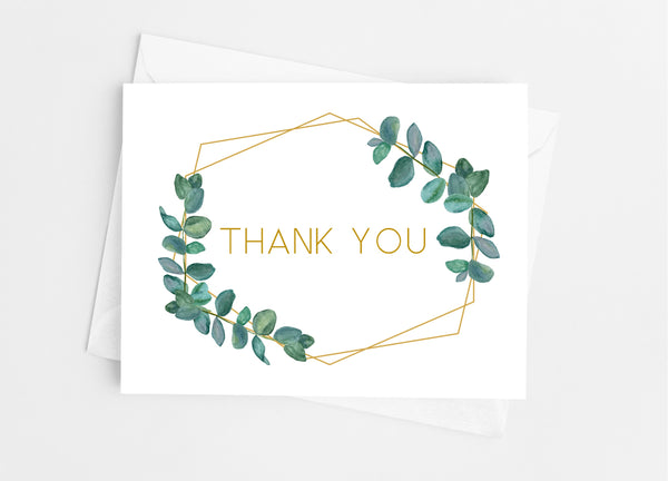 Botanical Greenery Thank You Cards - Cathy's Creations - www.candywrappershop.com