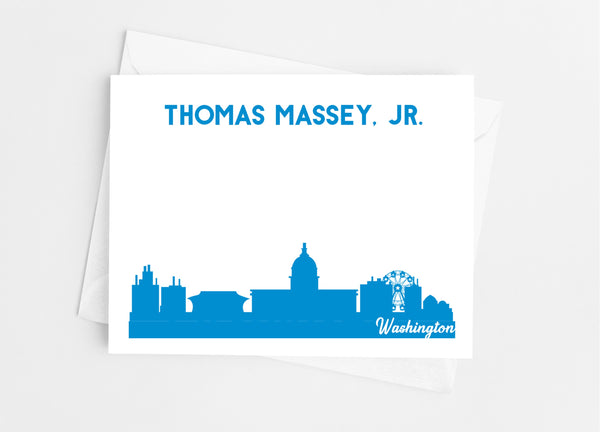 Washington State Skyline Personalized Note Cards - Cathy's Creations - www.candywrappershop.com