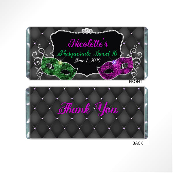 Masquerade Candy Bar Wrapper - Cathy's Creations - www.candywrappershop.com