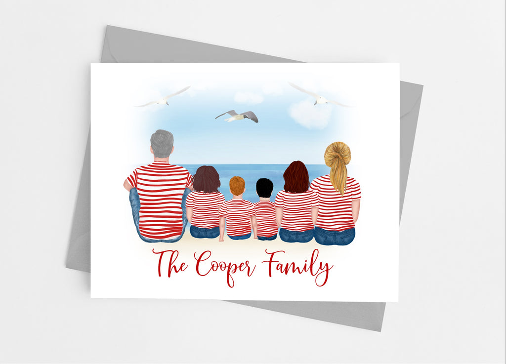 Stripe Family Portrait Note Cards - Cathy's Creations - www.candywrappershop.com