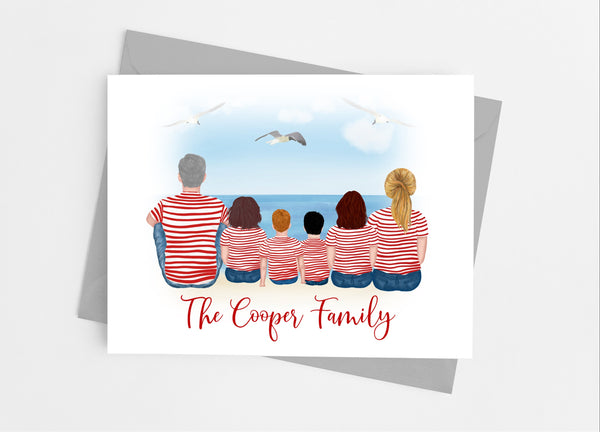 Stripe Family Portrait Note Cards - Cathy's Creations - www.candywrappershop.com