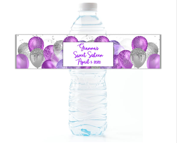 Balloon Background Water Bottle Labels - Cathy's Creations - www.candywrappershop.com