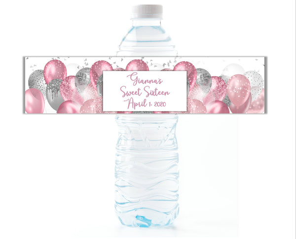 Balloon Background Water Bottle Labels - Cathy's Creations - www.candywrappershop.com