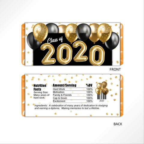 Gold Graduation Balloons Candy Bar Wrapper - Cathy's Creations - www.candywrappershop.com