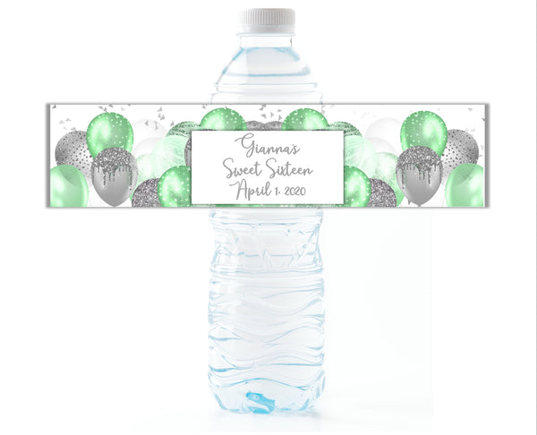 Balloon Background Water Bottle Labels - Cathy's Creations - www.candywrappershop.com