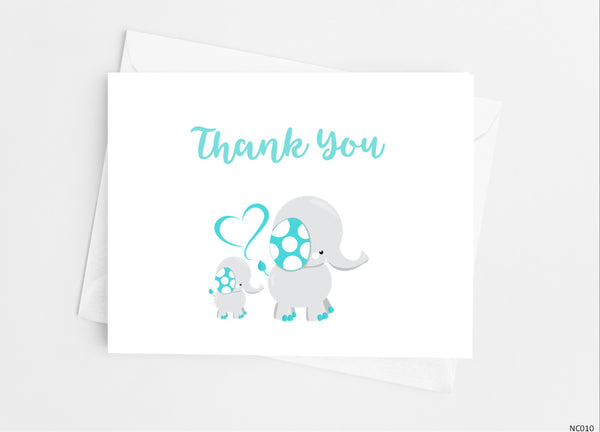 Elephant Baby Shower Thank You Cards - Cathy's Creations - www.candywrappershop.com