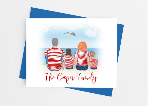 Stripe Family Portrait Note Cards - Cathy's Creations - www.candywrappershop.com
